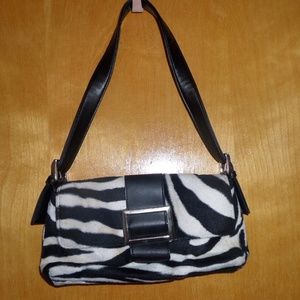 Bebe Furry Zebra Faux Leather Purse Handbag